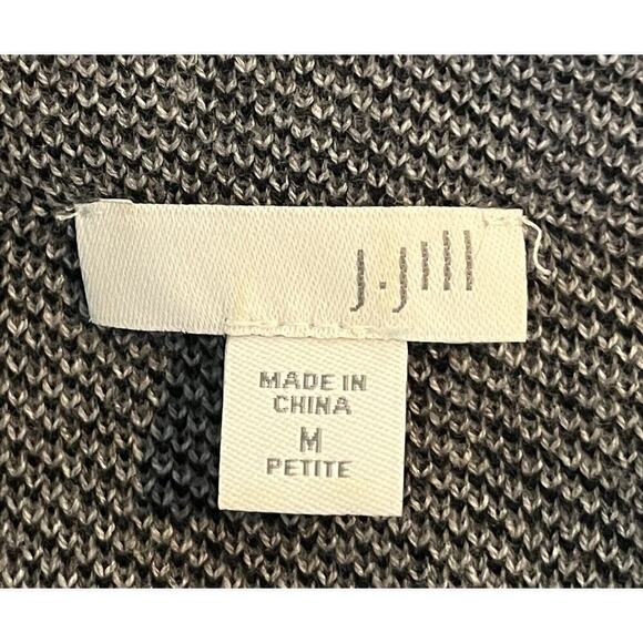 J. Jill Pullover Windowpane Plaid Knit Sweater 3/4 Sleeve Gray PM Grannycore - Picture 6 of 8